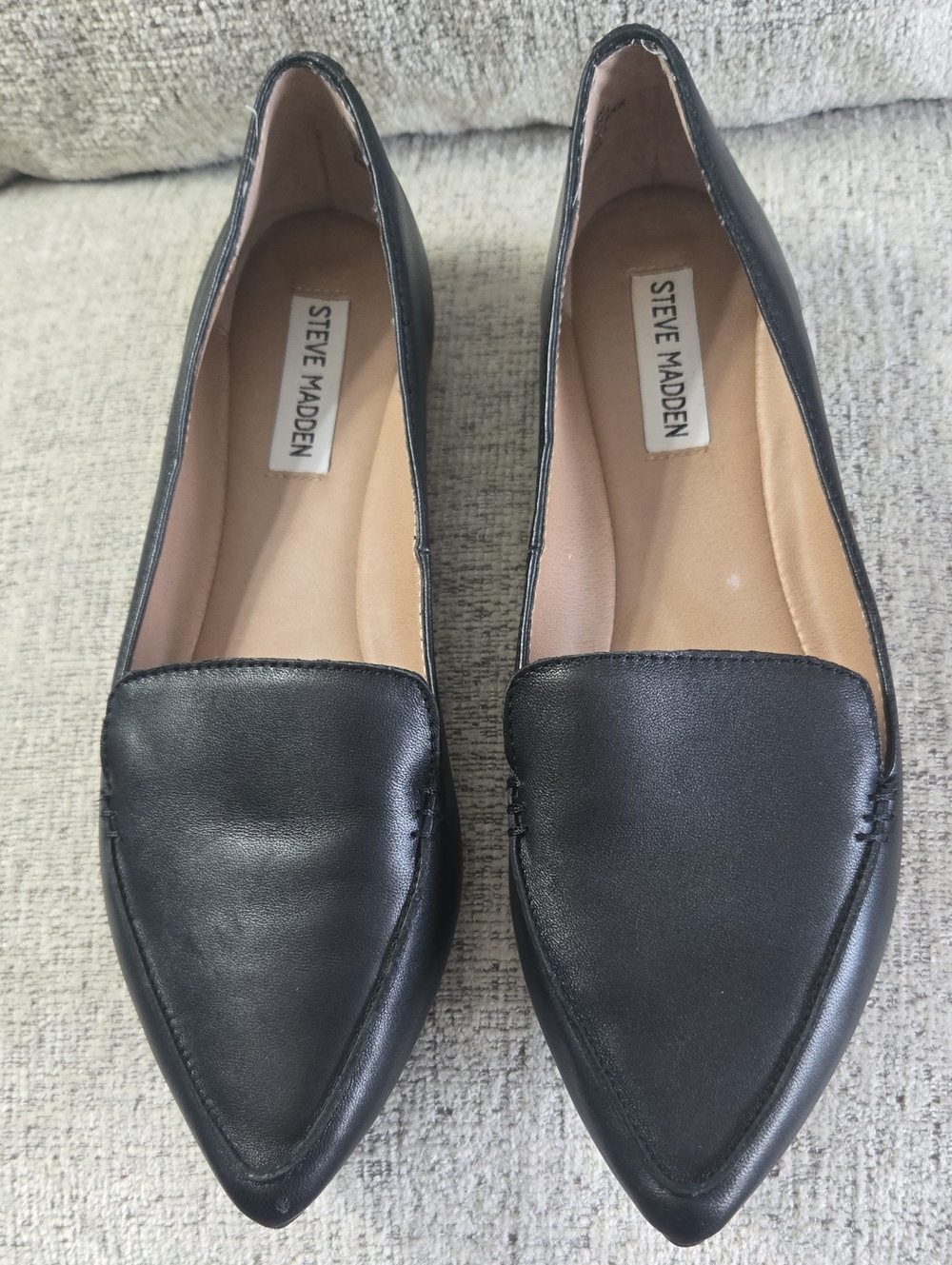 Steve Madden Women’s Black Pointed Leather Flats